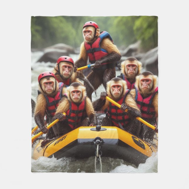 Adventurous Kapuzineraffen Whitewater Rafting Fleecedecke (Vorderseite)