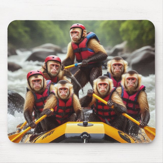 Adventurous Kapuzineraffen Whitewater Rafting Mousepad (Vorne)