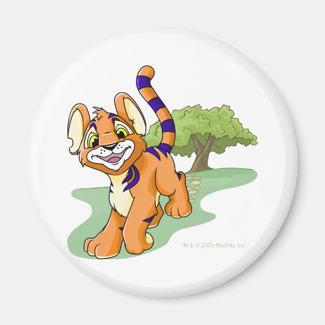 Adventurous orange Kougra auf Mystery Island Magnet (Vorne)
