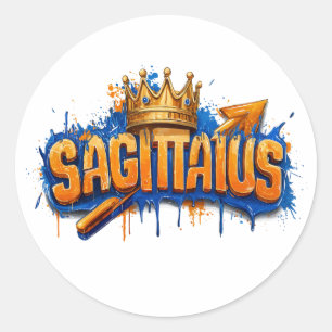 Adventurous Sagittarius Zodiac Graffiti Airbrush Runder Aufkleber