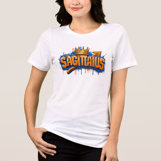 Adventurous Sagittarius Zodiac Graffiti Airbrush Tri-Blend Shirt (Vorderseite)