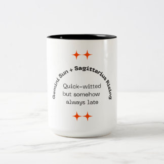 Adventurous Thinker - Gemini Sun, Sagittarii Risi Zweifarbige Tasse
