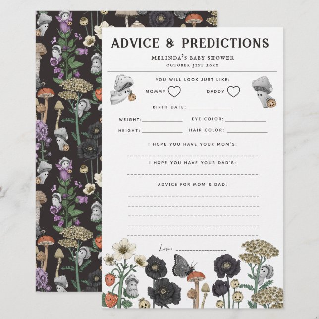 Advice and Predicdictions Halloween Baby Shower Ga (Vorne/Hinten)