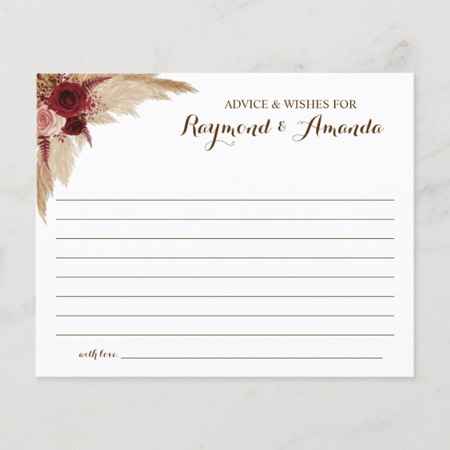 Advice and Wishes for Couple Bridal Shower card Flyer (Vorne)