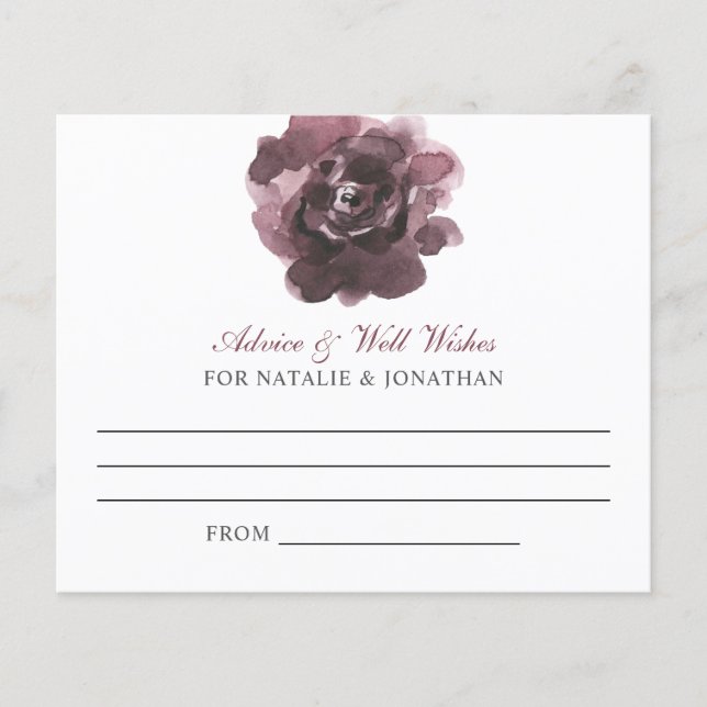 Advice Card Wedding Fall Florale Weinrost Elegante (Vorderseite)