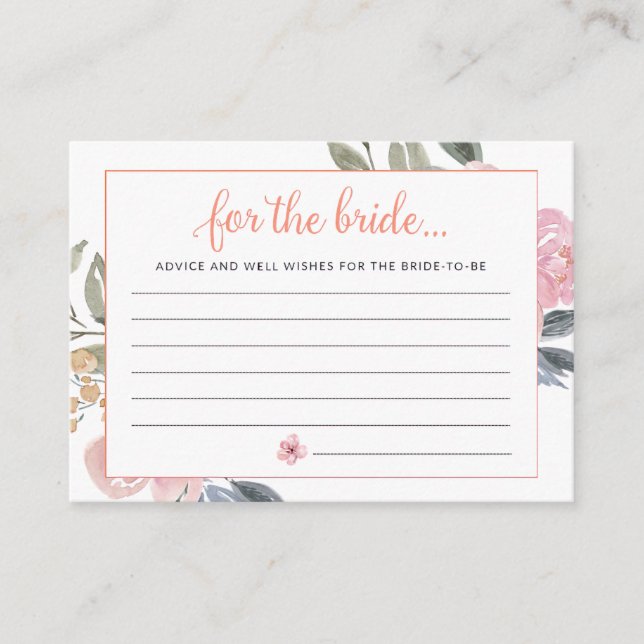 Advice for the Bride Bridal shower Game Begleitkarte (Vorderseite)