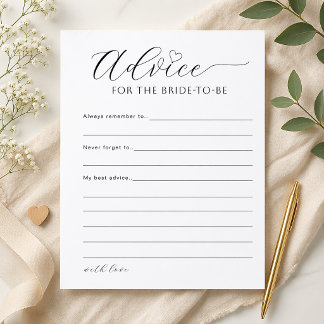 Advice for the Bride Printable Bridal Shower Game Poster