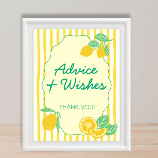 Advice & Wishes Yellow Green Lemon Graduation Poster