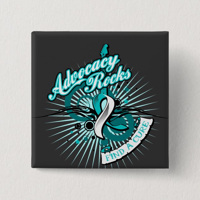 Advocacy Rocks Gebärmutterhalskrebs Button (Vorderseite)