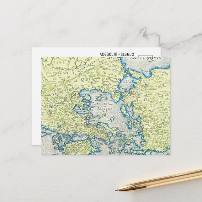 Aegaeum Pelagus Alte Weltkarte Postkarte (Vorderseite/Rückseite Beispiel)