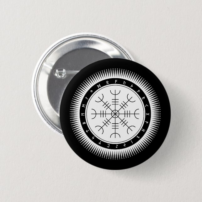 Aegishjalmr Halftone Knopf (Rund) Button (Vorne & Hinten)