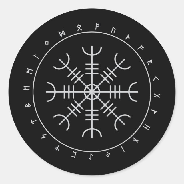 Aegishjalmr Runes Stickers (rund) (Vorderseite)