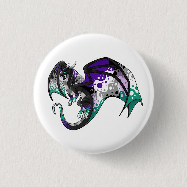 Aegosexueller Drache Button (Vorderseite)