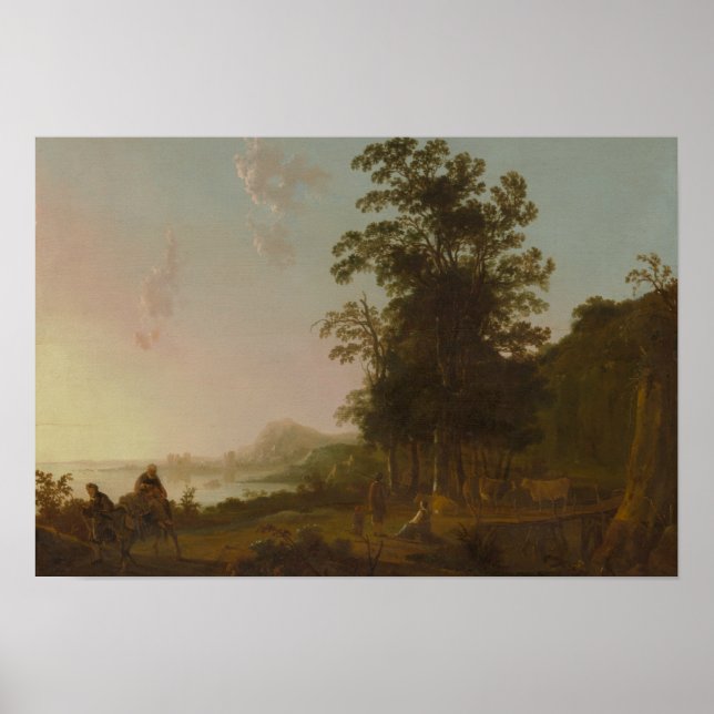 Aelbert Cuyp - Landschaft mit dem Flug nach Ägypte Poster (Vorne)