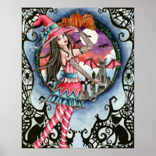 Aelita et Jax - affiche de sorcière de Halloween