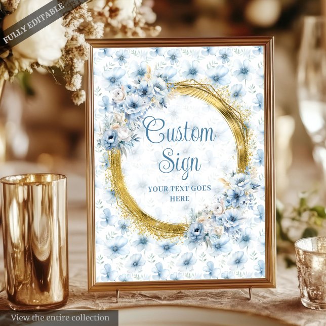 Aerial Boho Light Blue Gold Wedding Custom 8x10 Poster (Aerial Boho Light Blue Gold Wedding Custom 8x10 Poster)