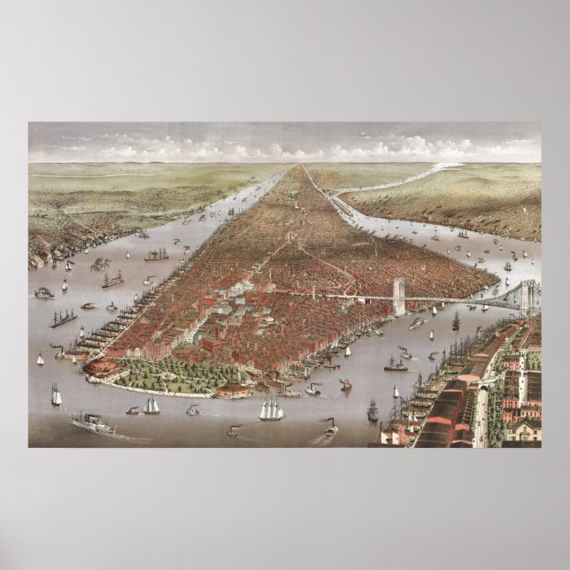 Aerial City View in Manhattan, New York, USA Poster (Vorne)