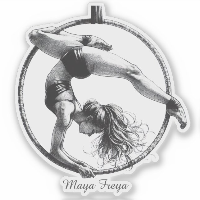 Aerial Hoop Lyra Name Aufkleber (Vorderseite)