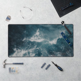 Aerial Ocean Waves Teal Coastal Schreibtischunterlage