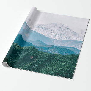 AERIALFOTOGRAFIE VON BERG UND BAUM GESCHENKPAPIER