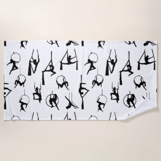 Aerialist Aerial Silks Lyra Silhouetten Strandtuch