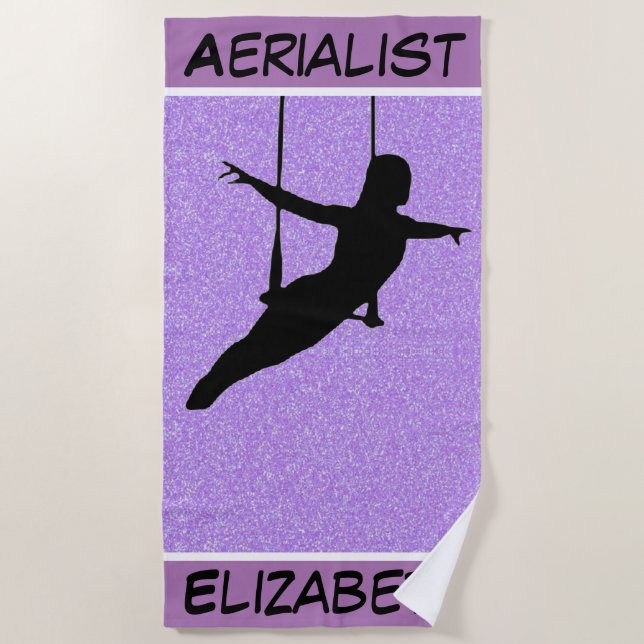 Aerialist Lila Glitzer Strandtuch (Vorderseite)