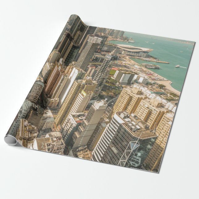 AERIELLE SICHT AUF DIE STADTGEBÄUDE GESCHENKPAPIER (Ungerollt)