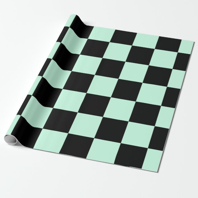 Aero Blau- und Schwarz-Schachbrettmuster Geschenkpapier (Ungerollt)
