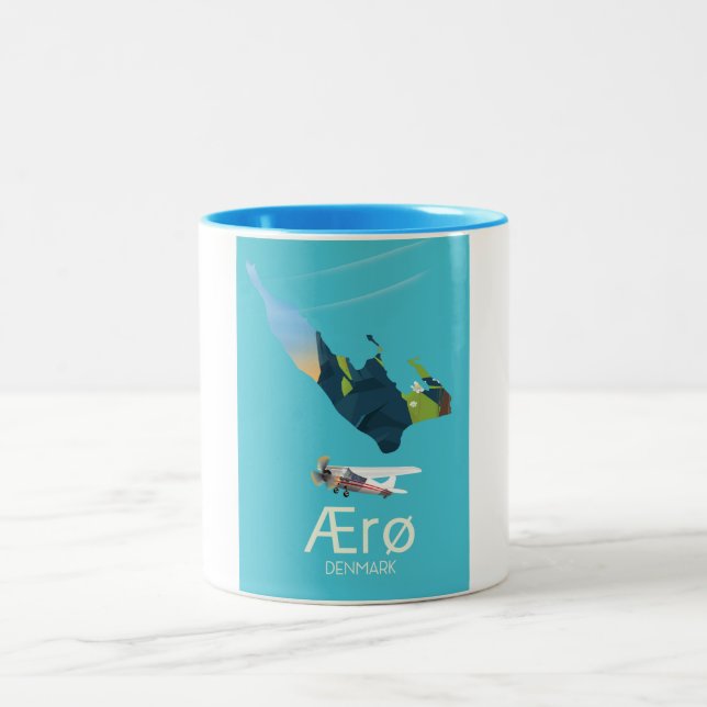 AErø, Dänemark Map travel poster Zweifarbige Tasse (Mittel)