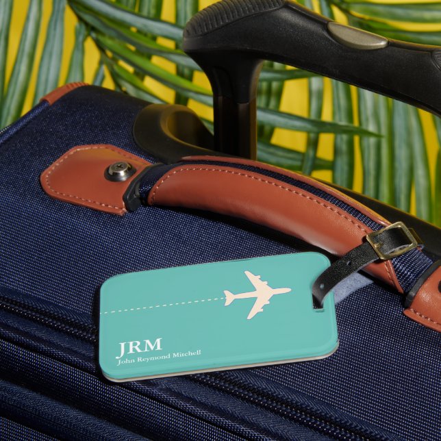 Aero Personalisiert Light Aquamarin Blue Travel Gepäckanhänger (Vorderseite Insitu 3)