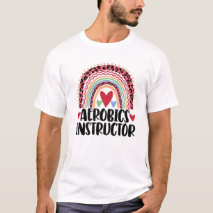 Aerobic Instructor Rainbow Funny Women Leopard Ra T-Shirt