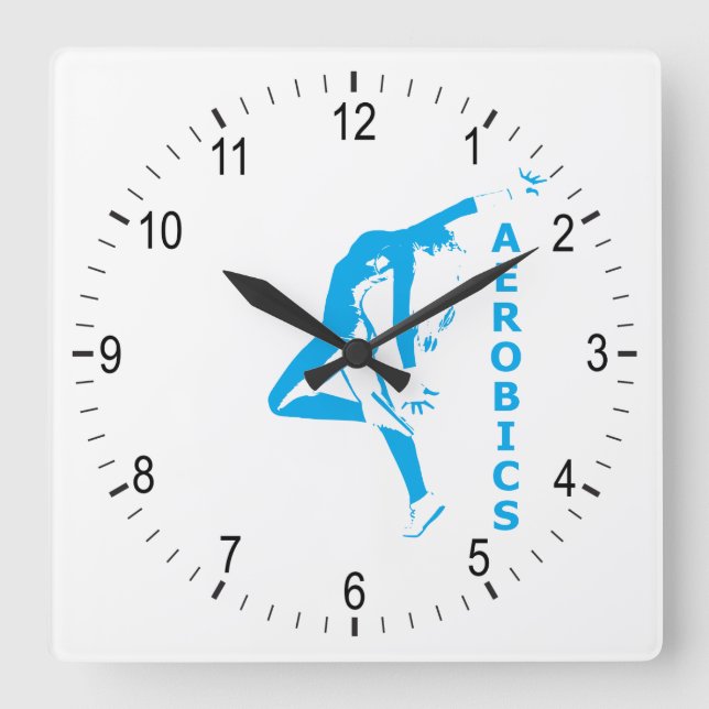 Aerobics Quadratische Wanduhr (Vorderseite)
