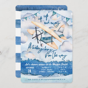 Aéronef Hydratation Bébé Boy Shower Invitation