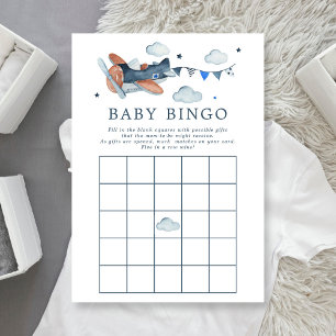 Aéronef vintage Aquarelle Baby Bingo Invitation
