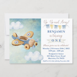 Aéronef Vintage Up & Away Anniversaire Invitation