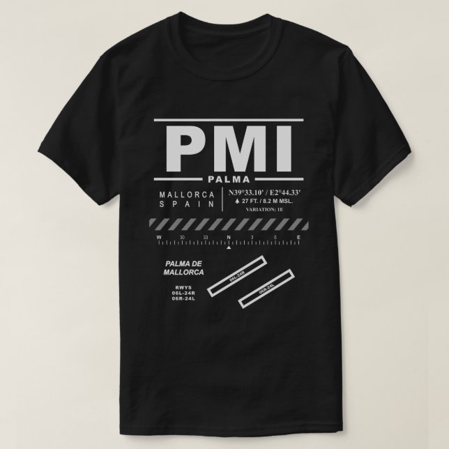 Aéroport de Palma de Majorque T-Shirt PMI (Design devant)
