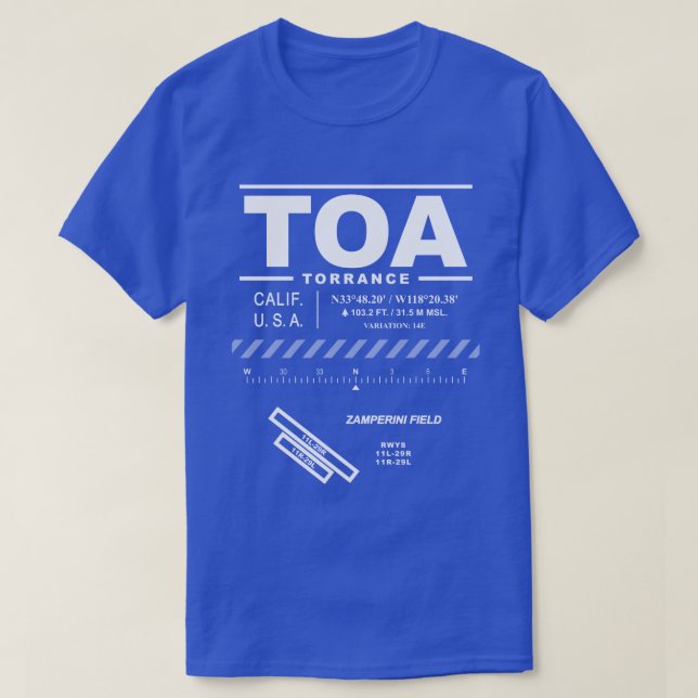 Aéroport de Torrance - Zamperini Field TOA T-Shirt (Design devant)
