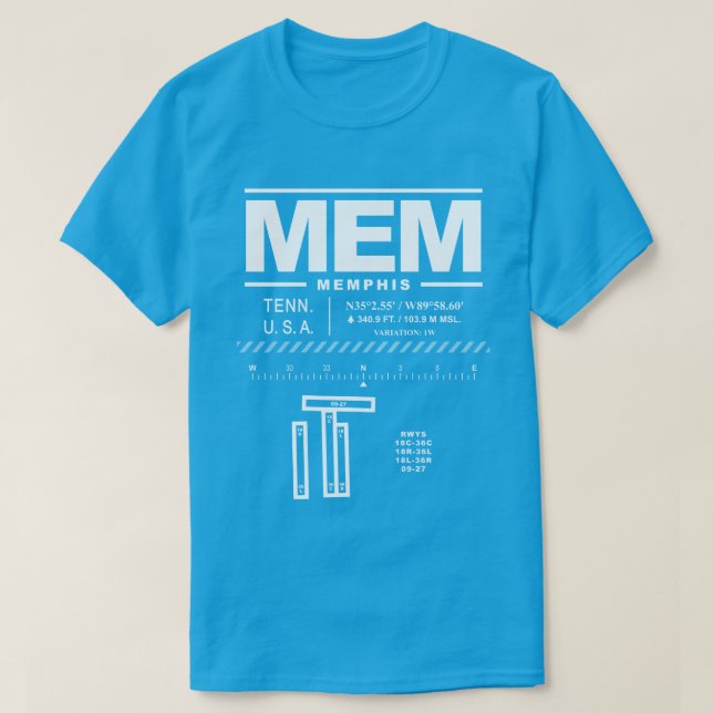 Aéroport international de Memphis MEM T-Shirt (Design devant)