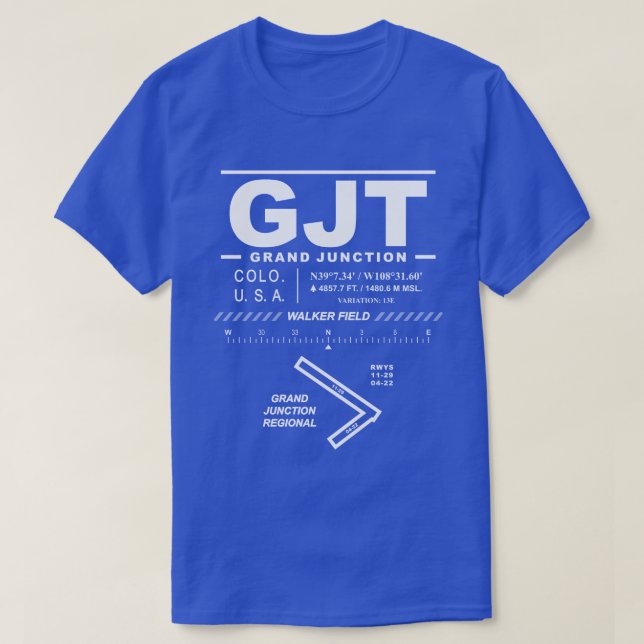Aéroport régional de Grand Junction GJT T-Shirt (Design devant)