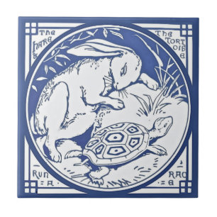 Aesop's Hare & Tortoise Race Repro Minton TIle Fliese