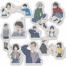 Aesthetic Anime Boy & Girl Casual Outfit Vinyl  Aufkleber