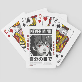 Aesthetic Anime Girl Playing Cards - "Never Mind"  Spielkarten