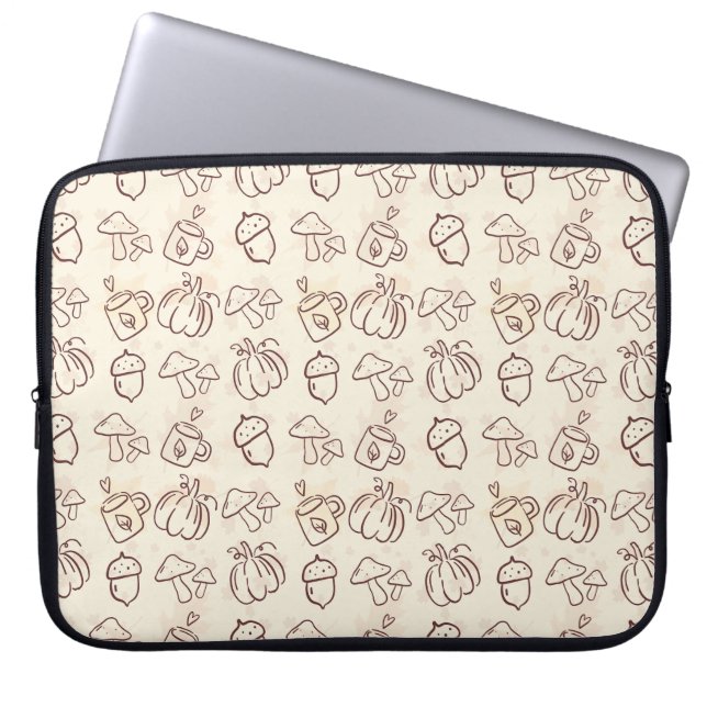 Aesthetic Autumn Doodle Pattern Laptop Sleeve (Vorderseite)