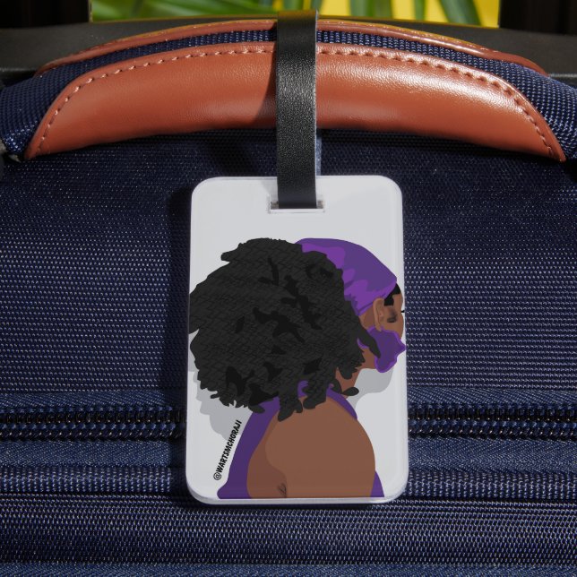 Aesthetic black woman natural hair gepäckanhänger (Rückseite Insitu 4)