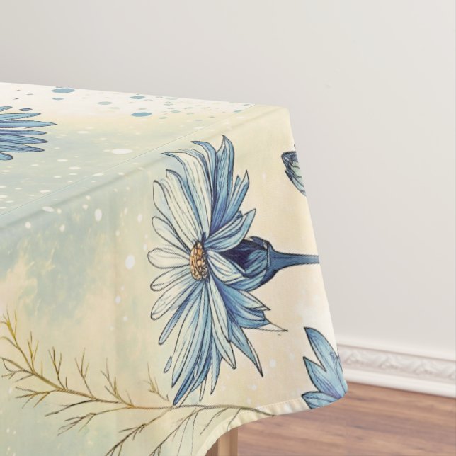 Aesthetic Blue Wildflowers Tischdecke (Beispiel)