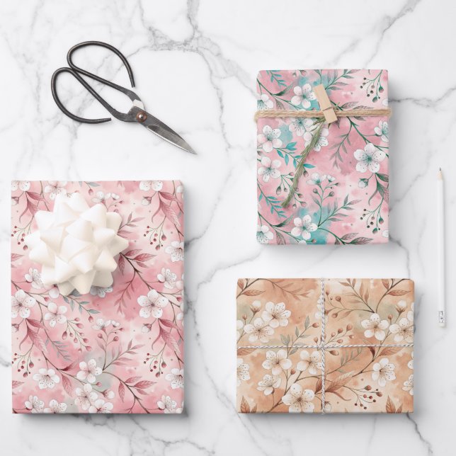 Aesthetic cherry blossoms geschenkpapier set (Vorderseite)