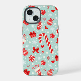 Aesthetic Christmas Pattern Candy iPhone 15 Hülle