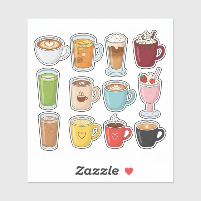 Aesthetic Cozy Beverages Mug Collection Aufkleber (Blatt)