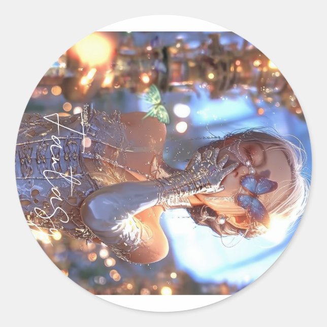 Aesthetic / Dark Fantasy Girl Runder Aufkleber (Vorderseite)