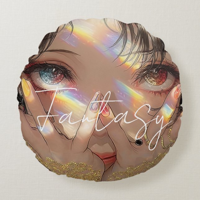 Aesthetic / Dark Fantasy Girl Rundes Kissen (Vorderseite)